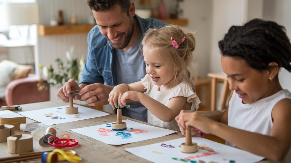 Créer avec vos enfants : des tampons artistiques en utilisant des rouleaux de papier toilette